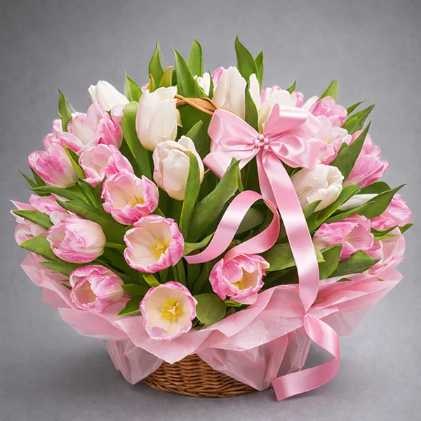 Моя королева - корзина из тюльпанов